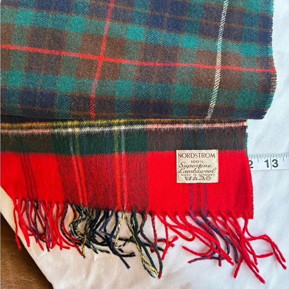 Nordstrom&Browns Bermuda VTG Vibrant Plaid Scarves Red/GreenBlue German Scottish